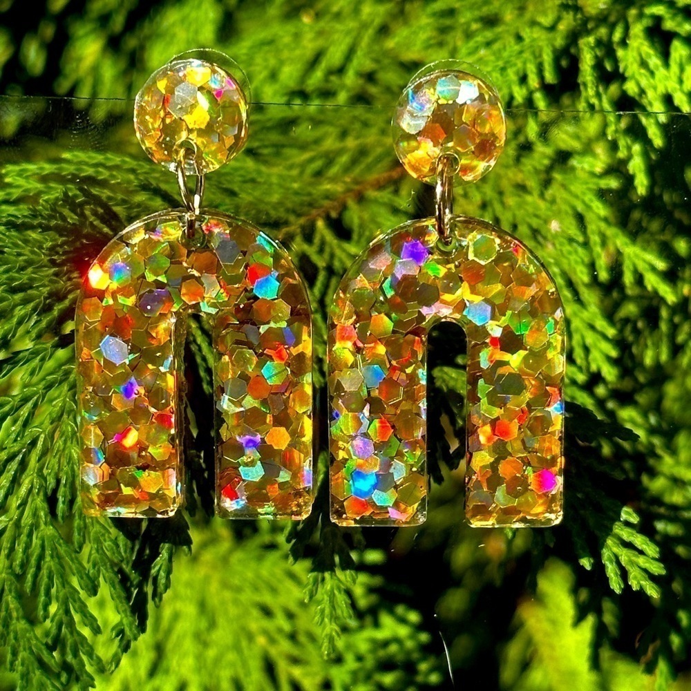 Large Chunky Gold U shaped Earrings